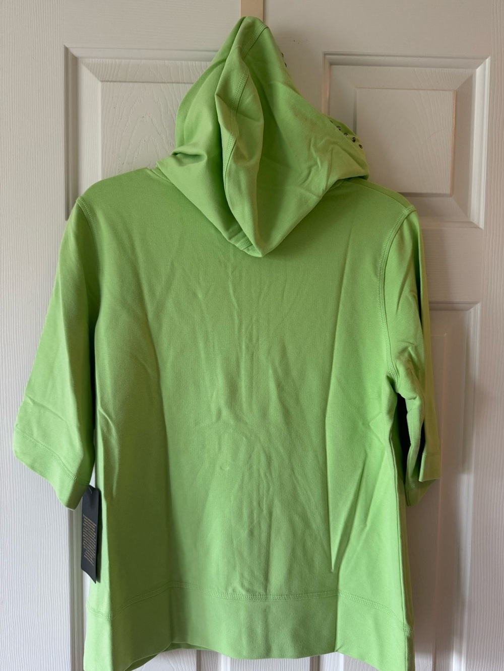 NWT-Christine Alexander Lime Green Zip Hoodie with Stud Accents-Size Large - Picture 7 of 10
